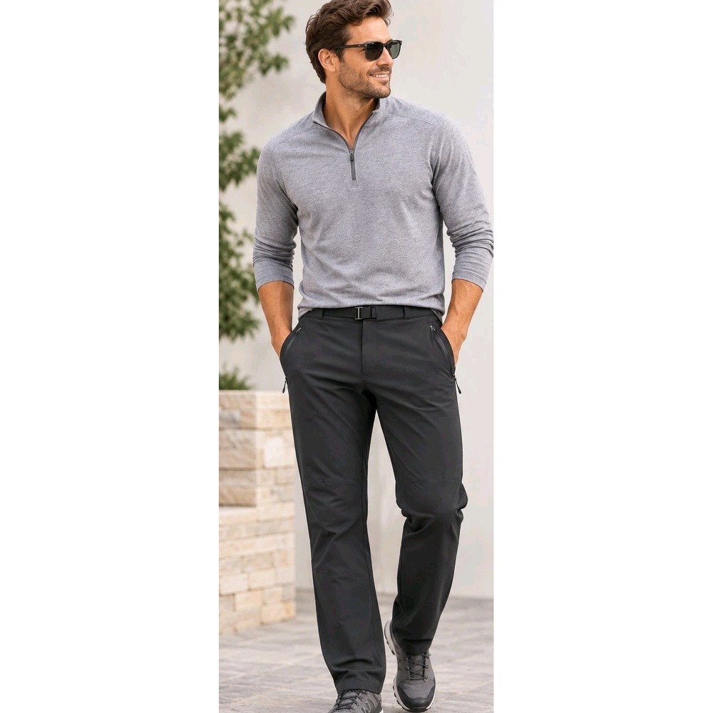REI Co-op Men's Charcoal Hiking Pants Gorpcore Outdoor Belted Zip Pocket 38x32